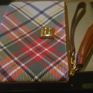Dooney & Bourke Plaid Wristlet - Red, Blue, Yellow